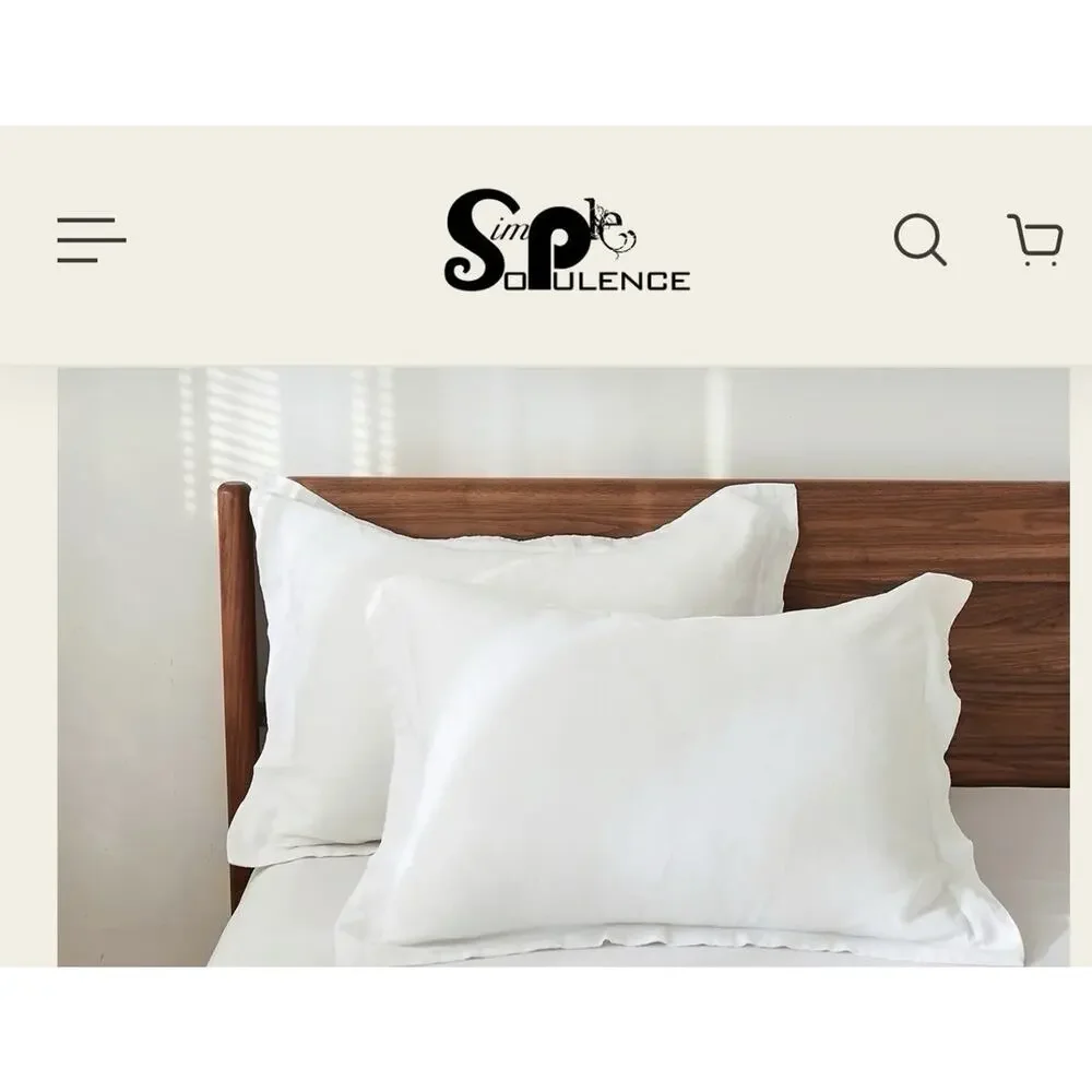 Simple & Opulence 100% Linen Pillow Cover Sham White Pair / Set 2 Standard 20x26